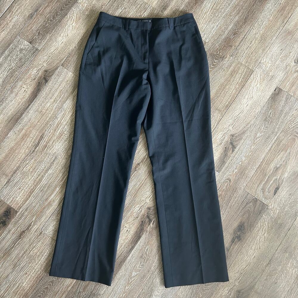 Petite Sophisticate Black Stretch Wool Trousers, Size 8, Tailored Classic Style